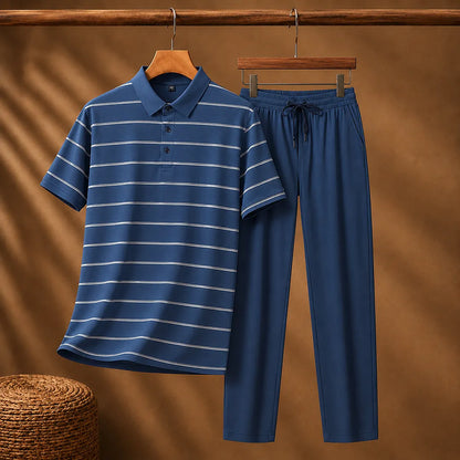 Striped Polo & Pants Set