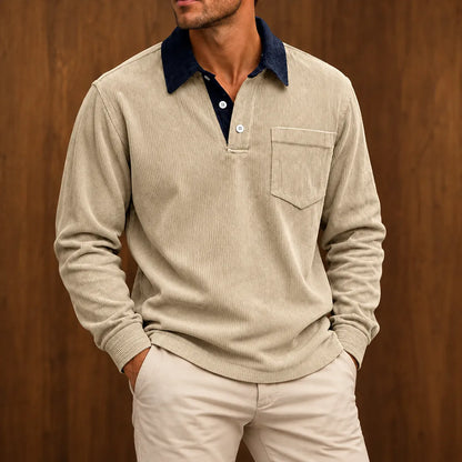 Textured Contrast Collar Pullover