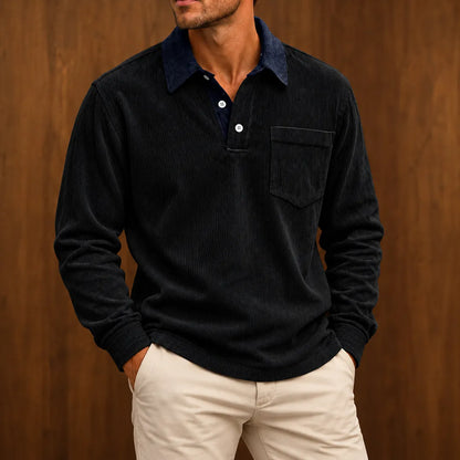Textured Contrast Collar Pullover