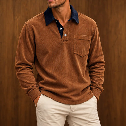 Textured Contrast Collar Pullover