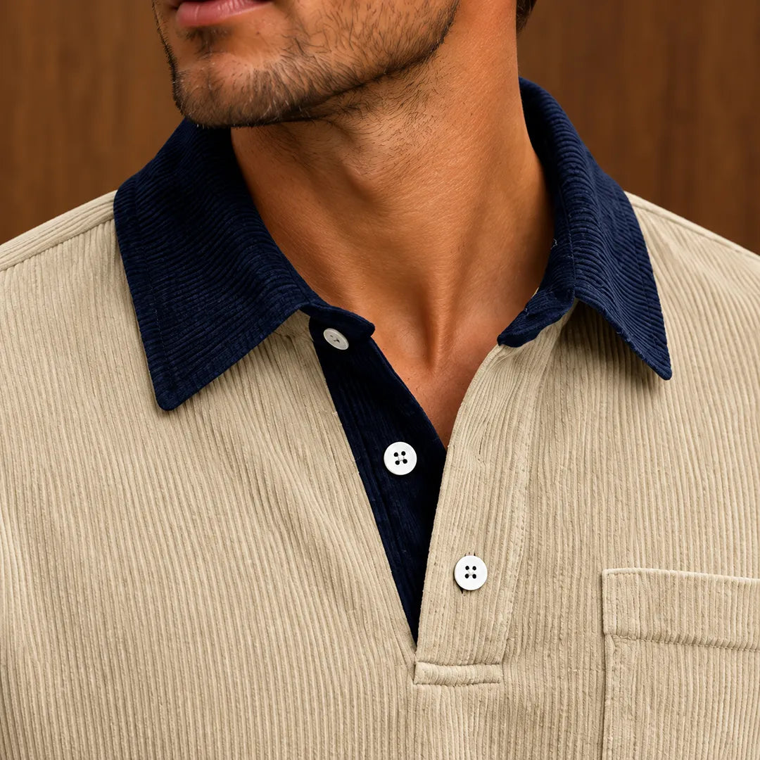 Textured Contrast Collar Pullover