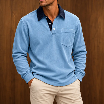 Textured Contrast Collar Pullover