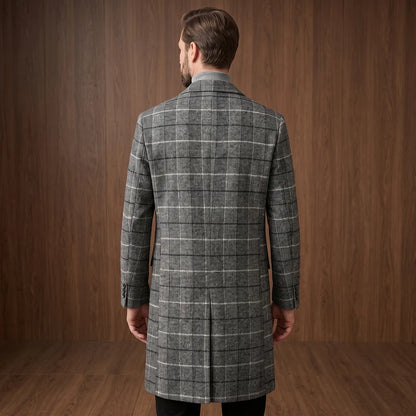 Textured Plaid Long Coat