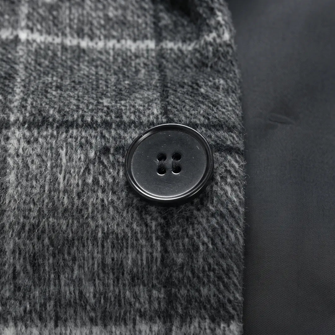 Textured Plaid Long Coat