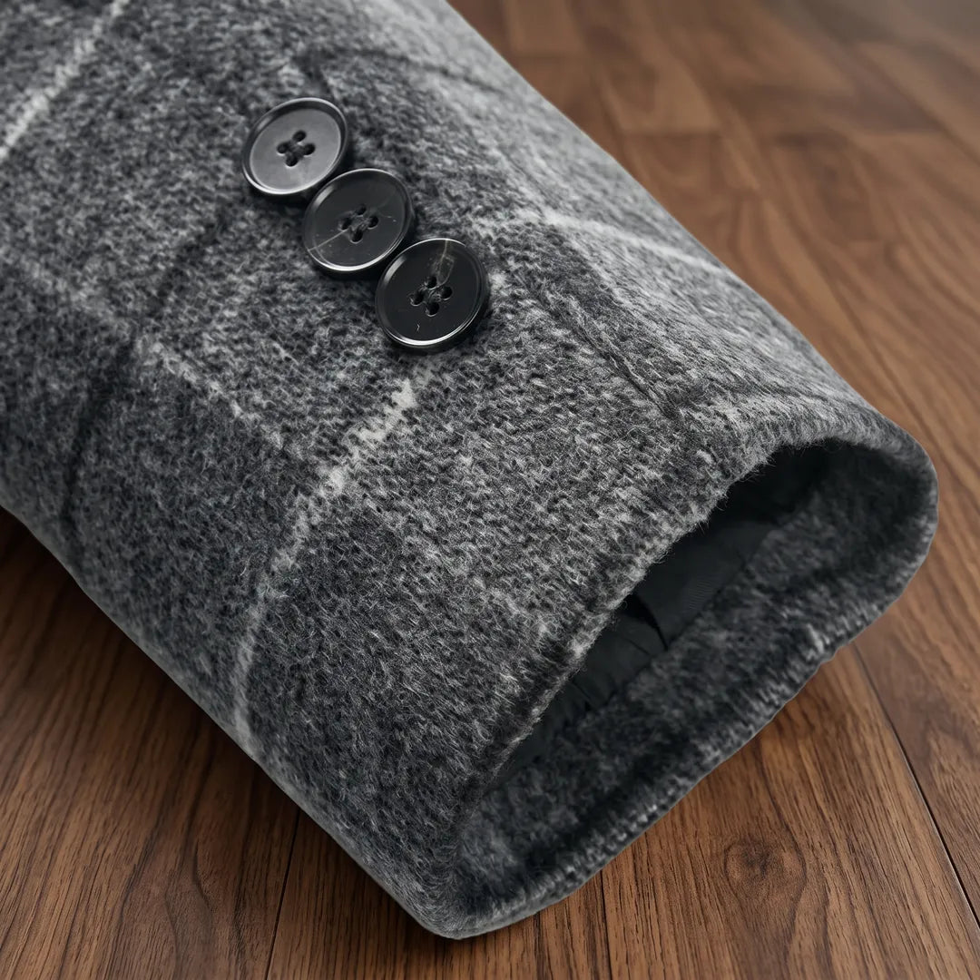 Textured Plaid Long Coat