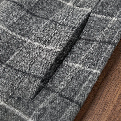 Textured Plaid Long Coat