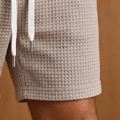 Textured Polo Shorts Set