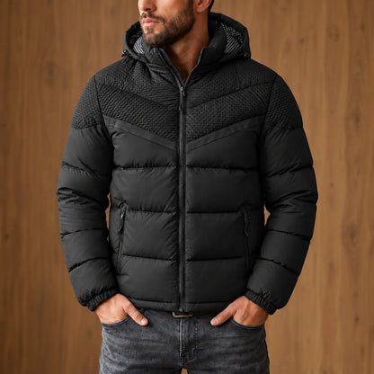 Textured Yoke Puffer Jacket