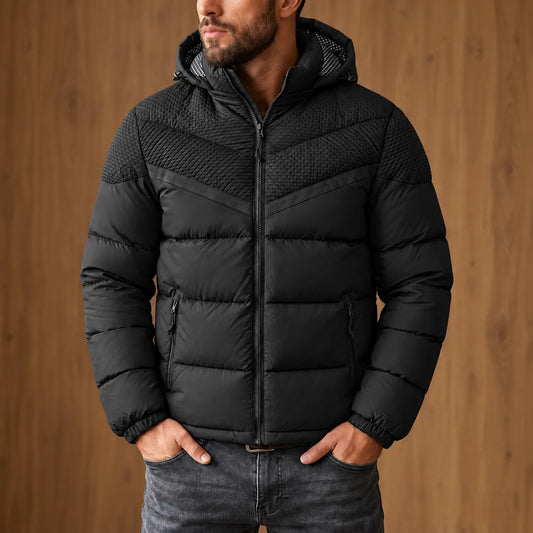 Textured Yoke Puffer Jacket