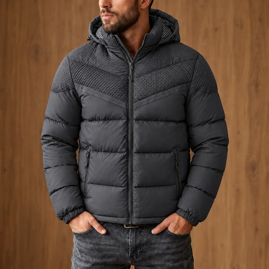 Textured Yoke Puffer Jacket