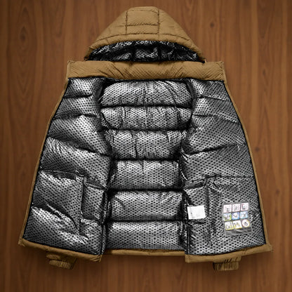 Textured Yoke Puffer Jacket