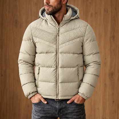 Textured Yoke Puffer Jacket