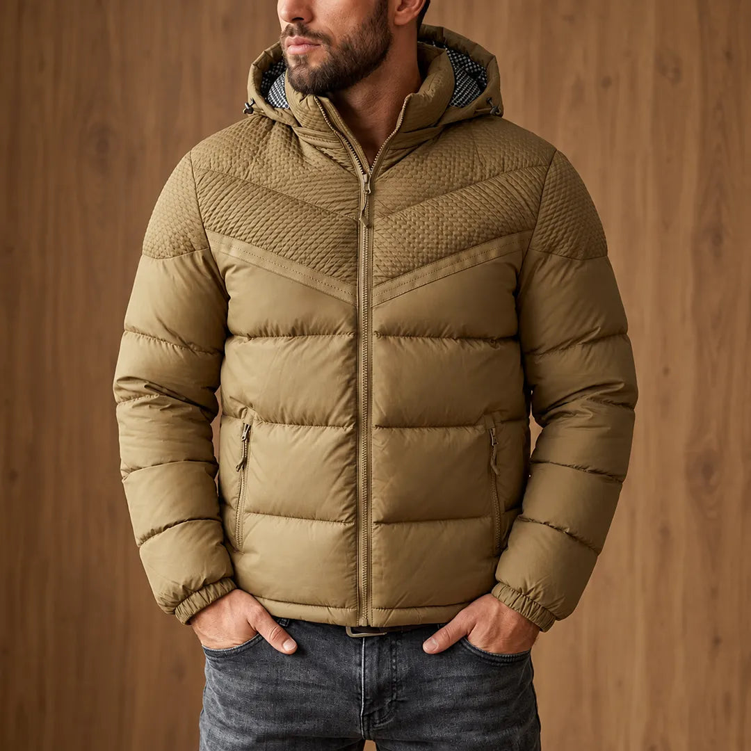 Textured Yoke Puffer Jacket