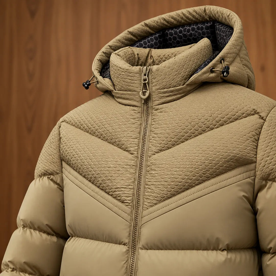 Textured Yoke Puffer Jacket