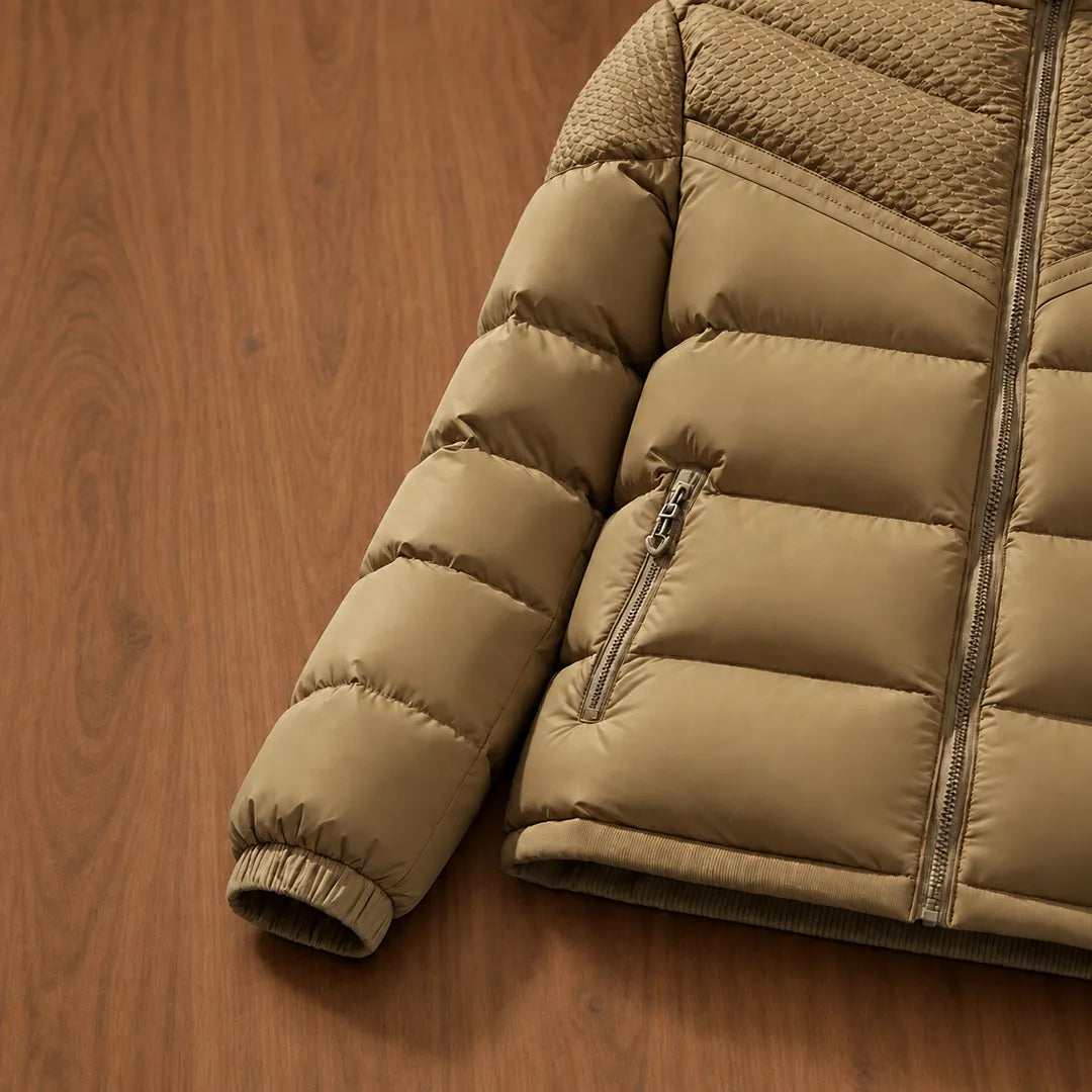 Textured Yoke Puffer Jacket