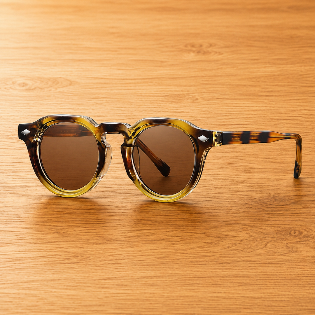 Rounded Full-Rim Sunglasses