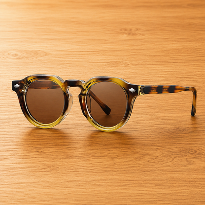 Rounded Full-Rim Sunglasses