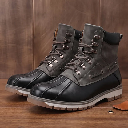 Two-Tone Lace-Up Boots
