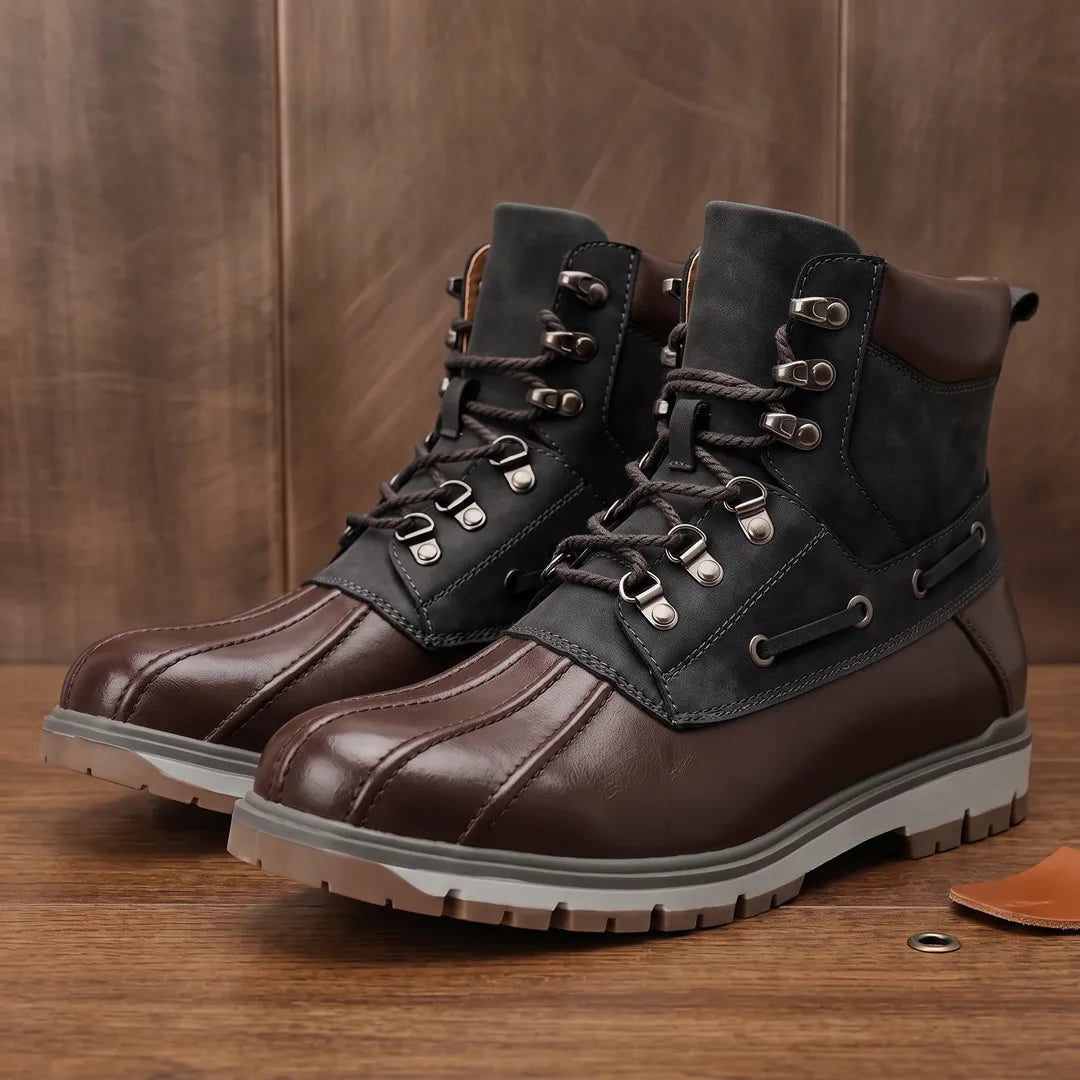 Two-Tone Lace-Up Boots