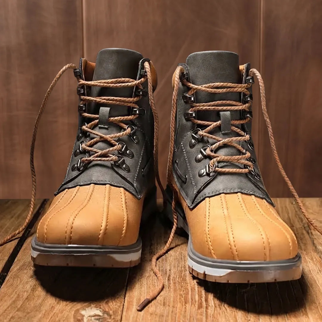 Two-Tone Lace-Up Boots