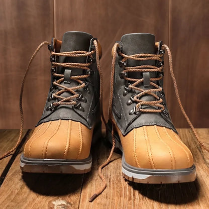 Two-Tone Lace-Up Boots