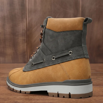 Two-Tone Lace-Up Boots