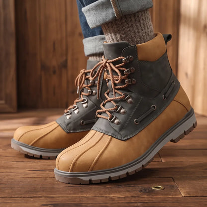 Two-Tone Lace-Up Boots