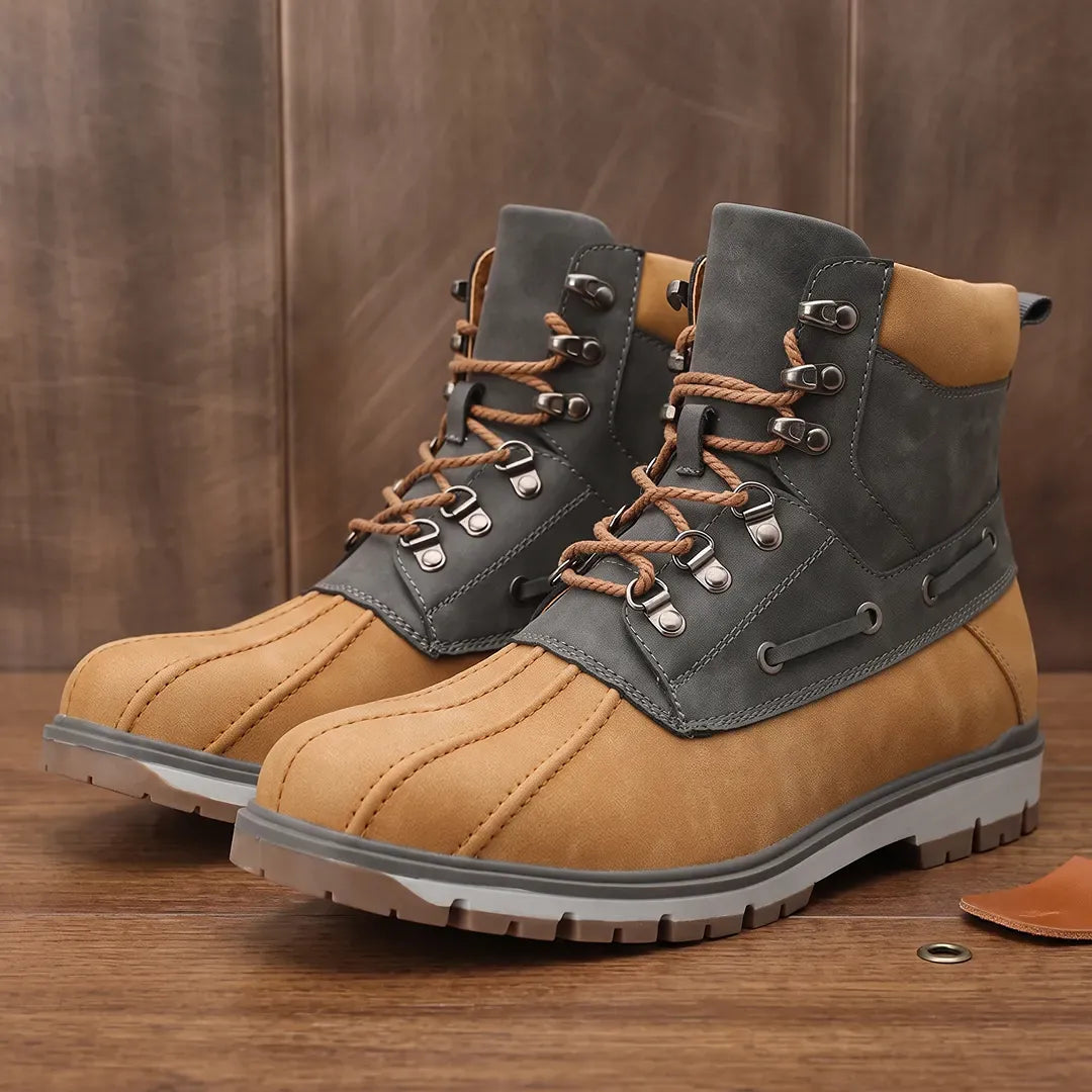 Two-Tone Lace-Up Boots