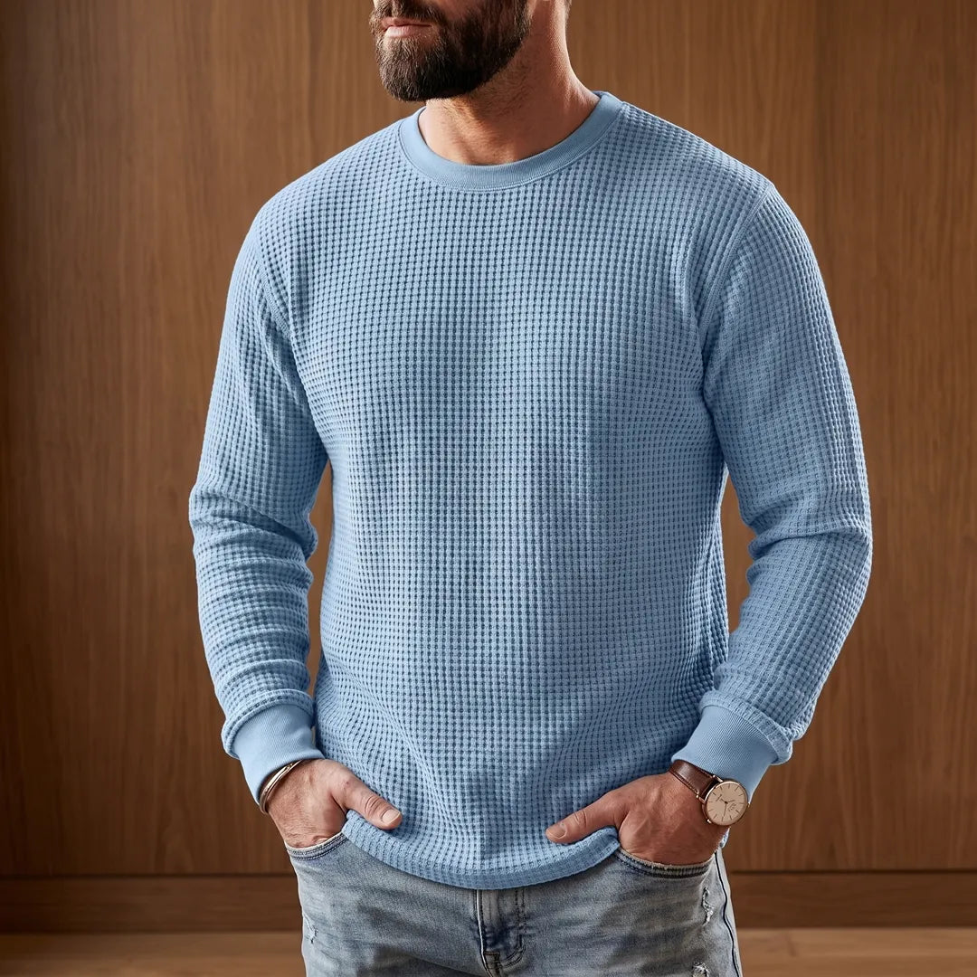 Waffle-Knit Pullover Sweater