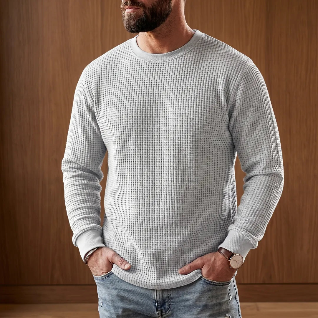 Waffle-Knit Pullover Sweater