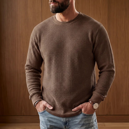 Waffle-Knit Pullover Sweater