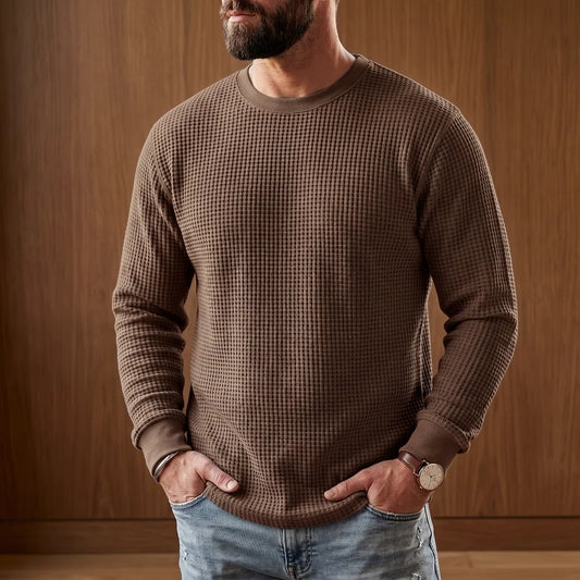 Waffle-Knit Pullover Sweater