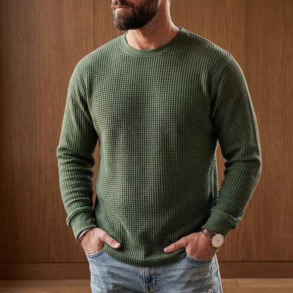 Waffle-Knit Pullover Sweater