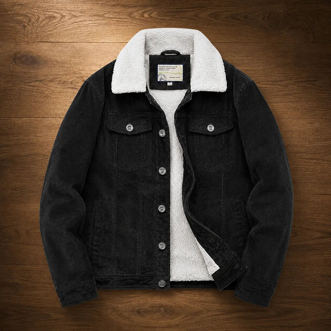 Warm-Lined Corduroy Button Jacket