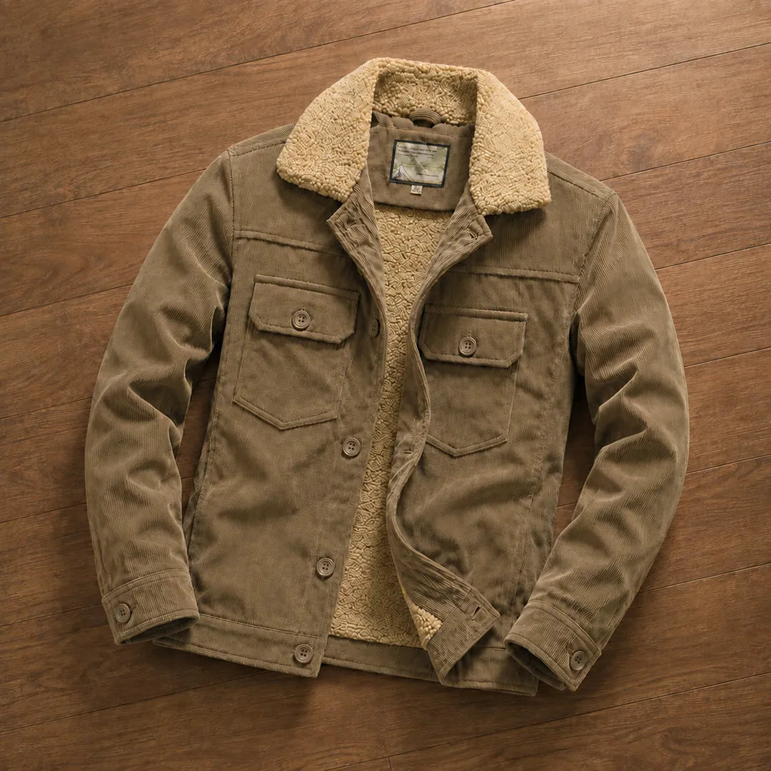 Warm-Lined Corduroy Button Jacket