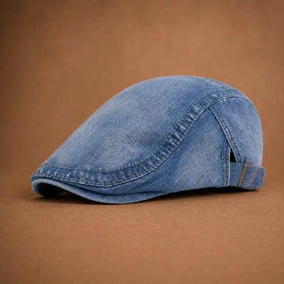 Washed Denim Flat Cap