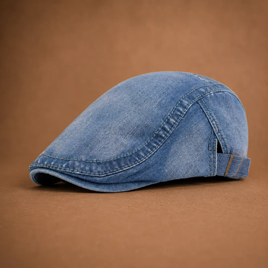 Washed Denim Flat Cap