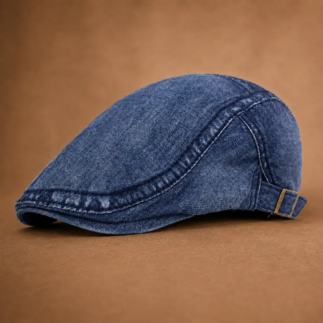 Washed Denim Flat Cap