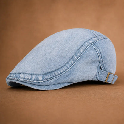 Washed Denim Flat Cap