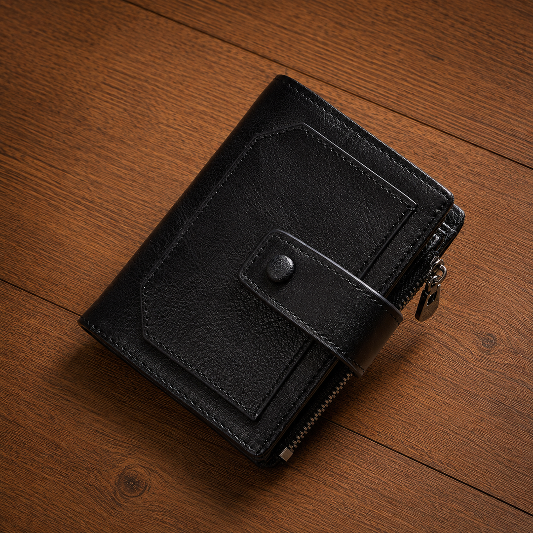 Vintage Leather Zip Wallet