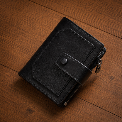 Vintage Leather Zip Wallet