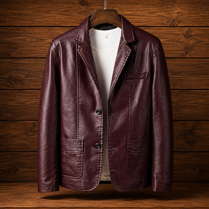 Classic Leather Casual Blazer