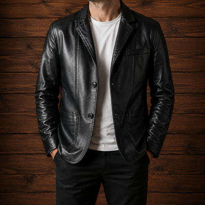 Classic Leather Casual Blazer