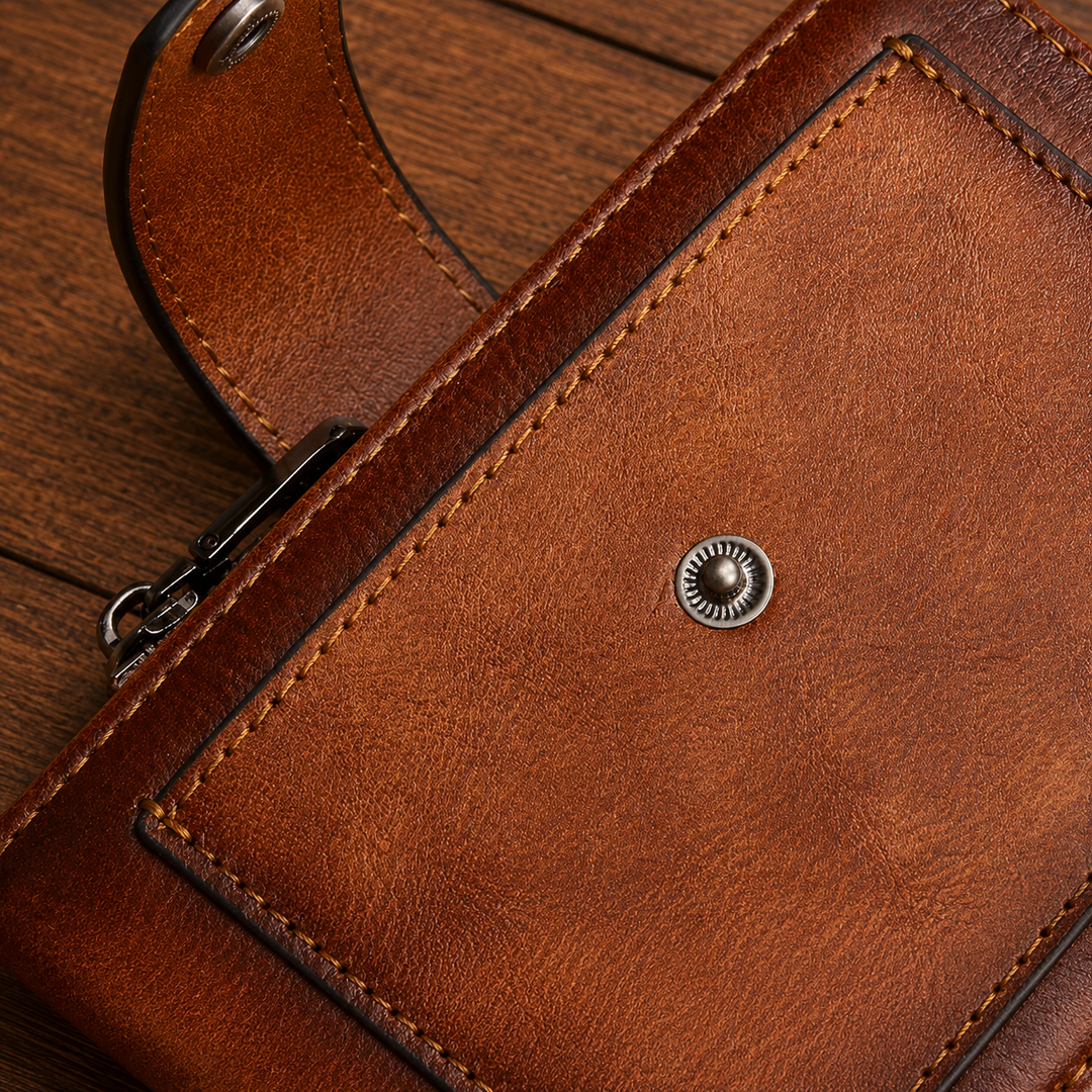 Vintage Leather Zip Wallet