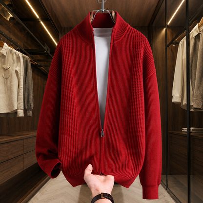 Stand Collar Zip Cardigan